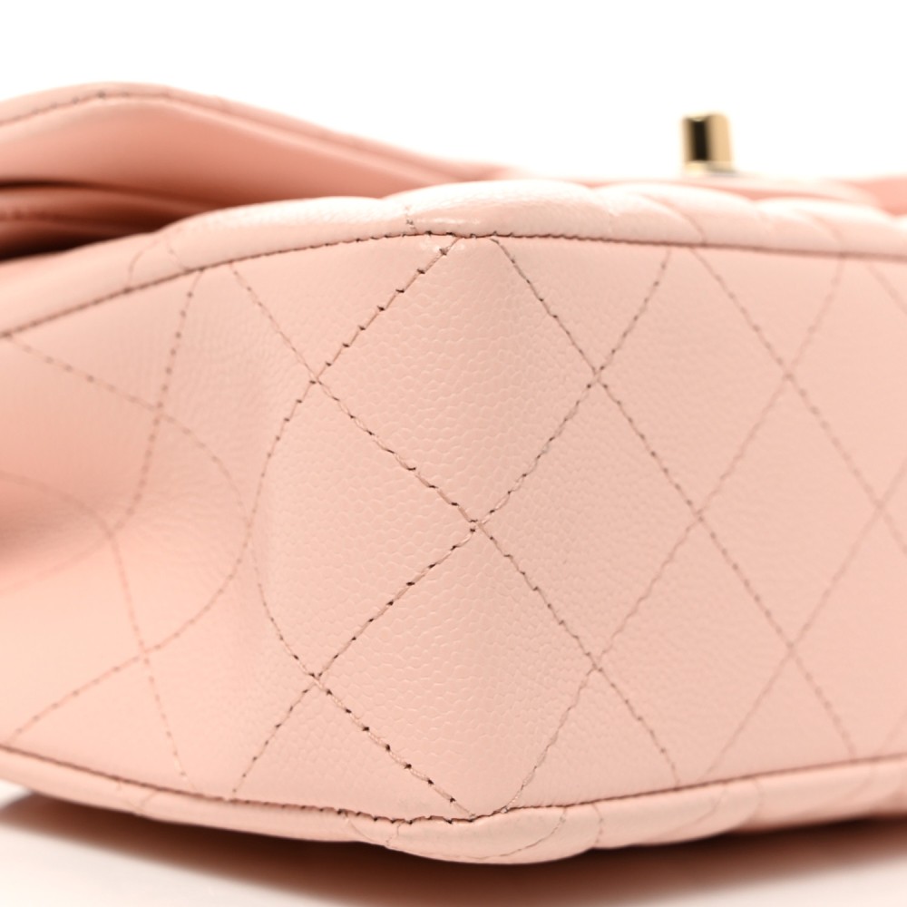 Caviar Quilted Small Double Flap Pink