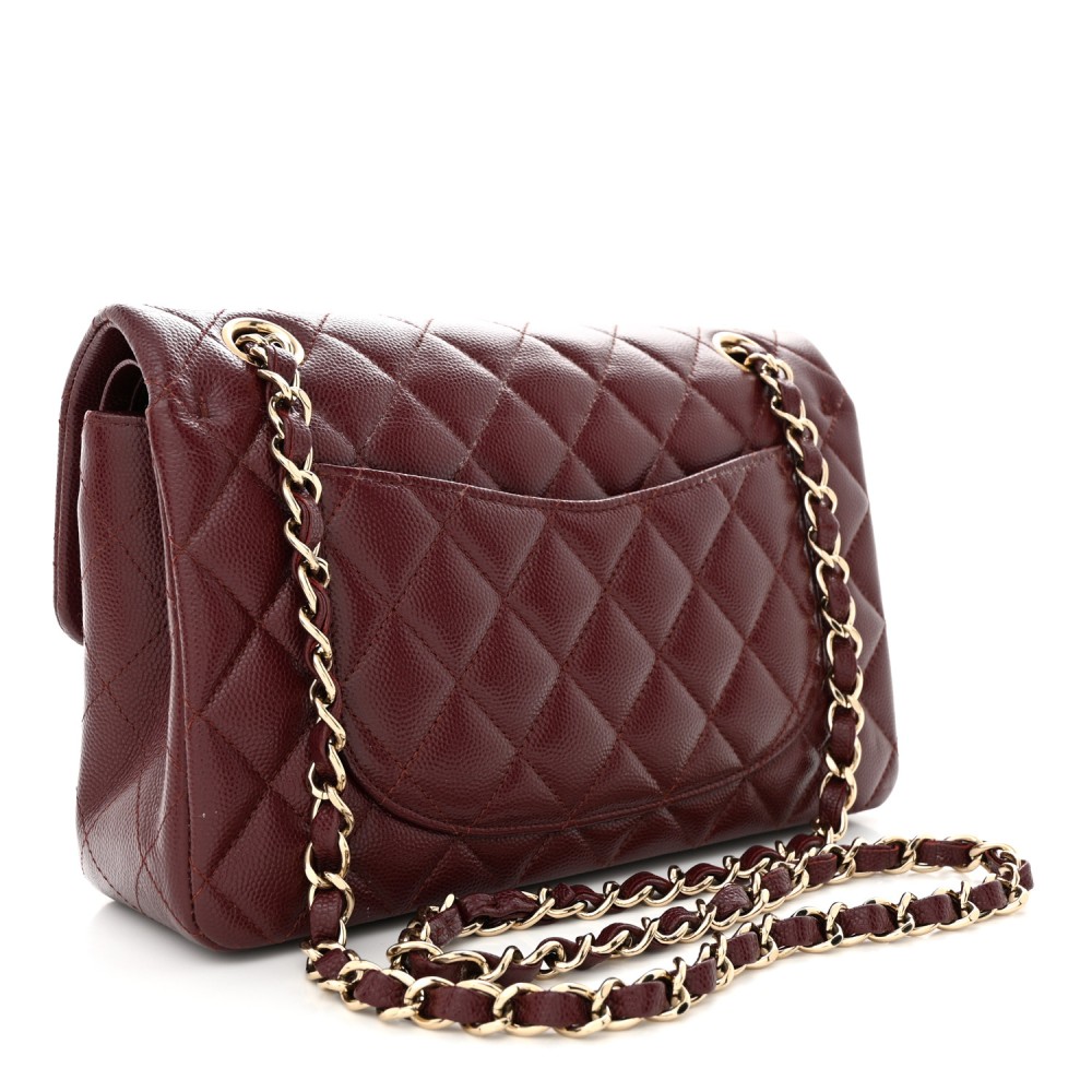 Caviar Quilted Small Double Flap Burgundy