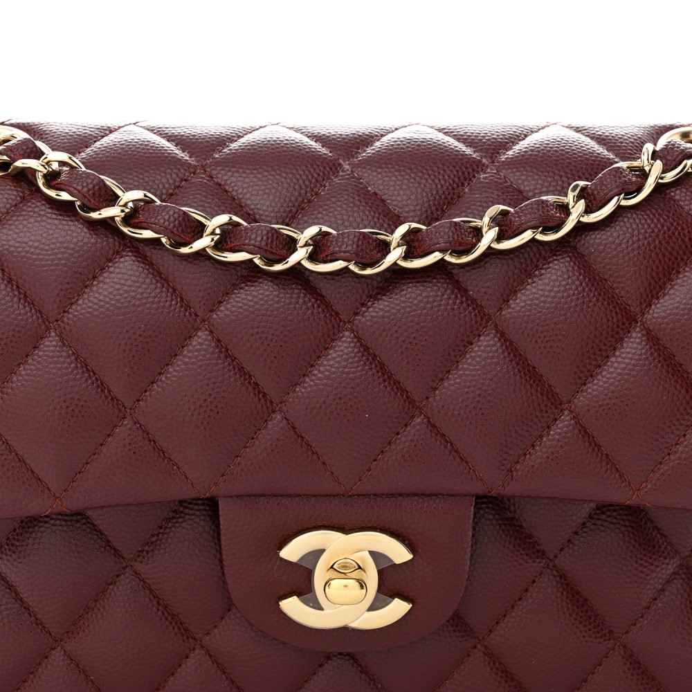 Caviar Quilted Small Double Flap Burgundy