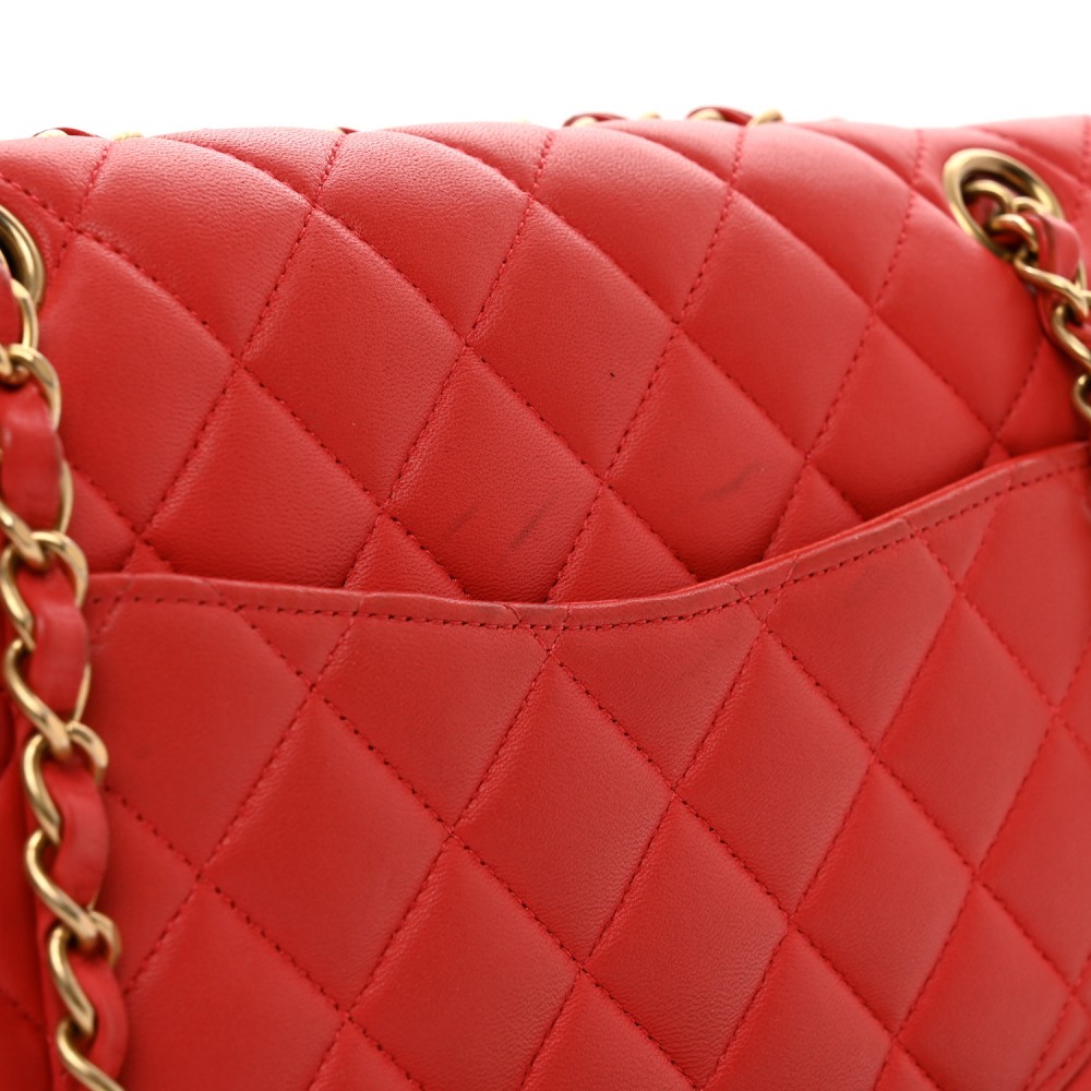 Lambskin Quilted Small Double Flap Red