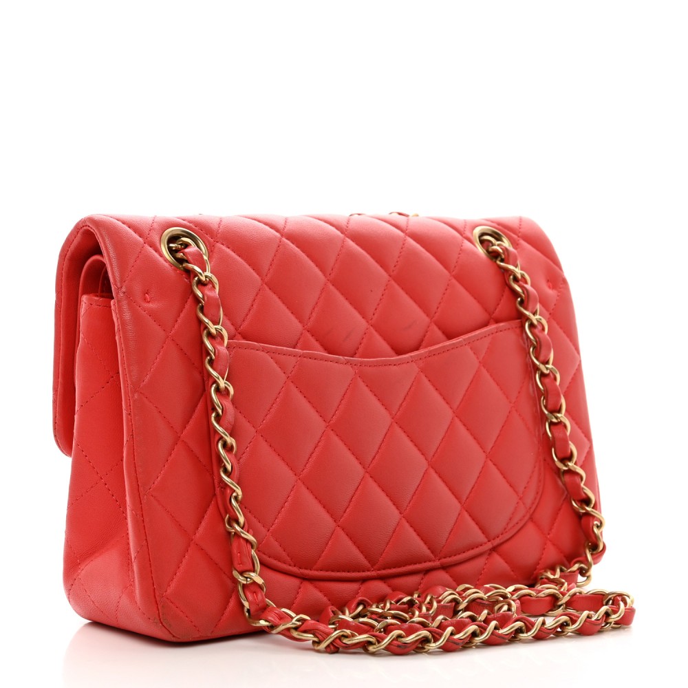 Lambskin Quilted Small Double Flap Red