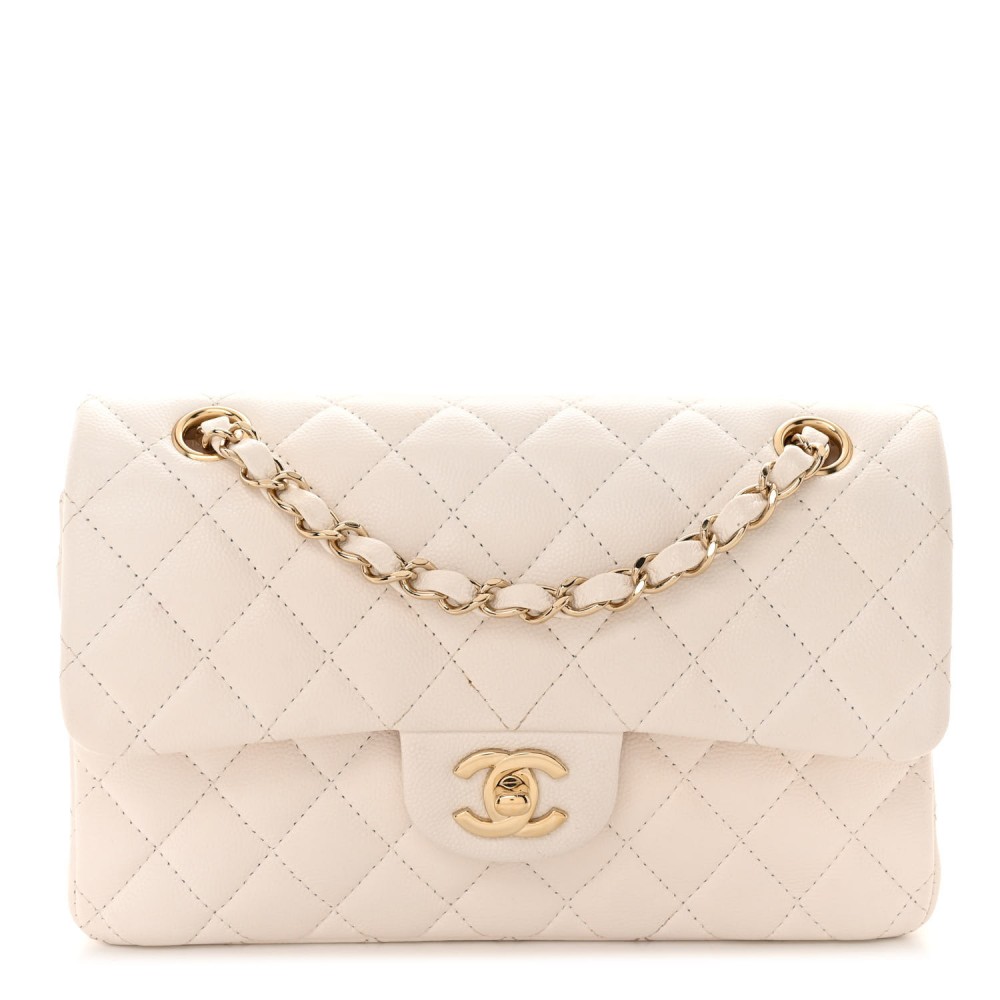 Caviar Quilted Small Double Flap White