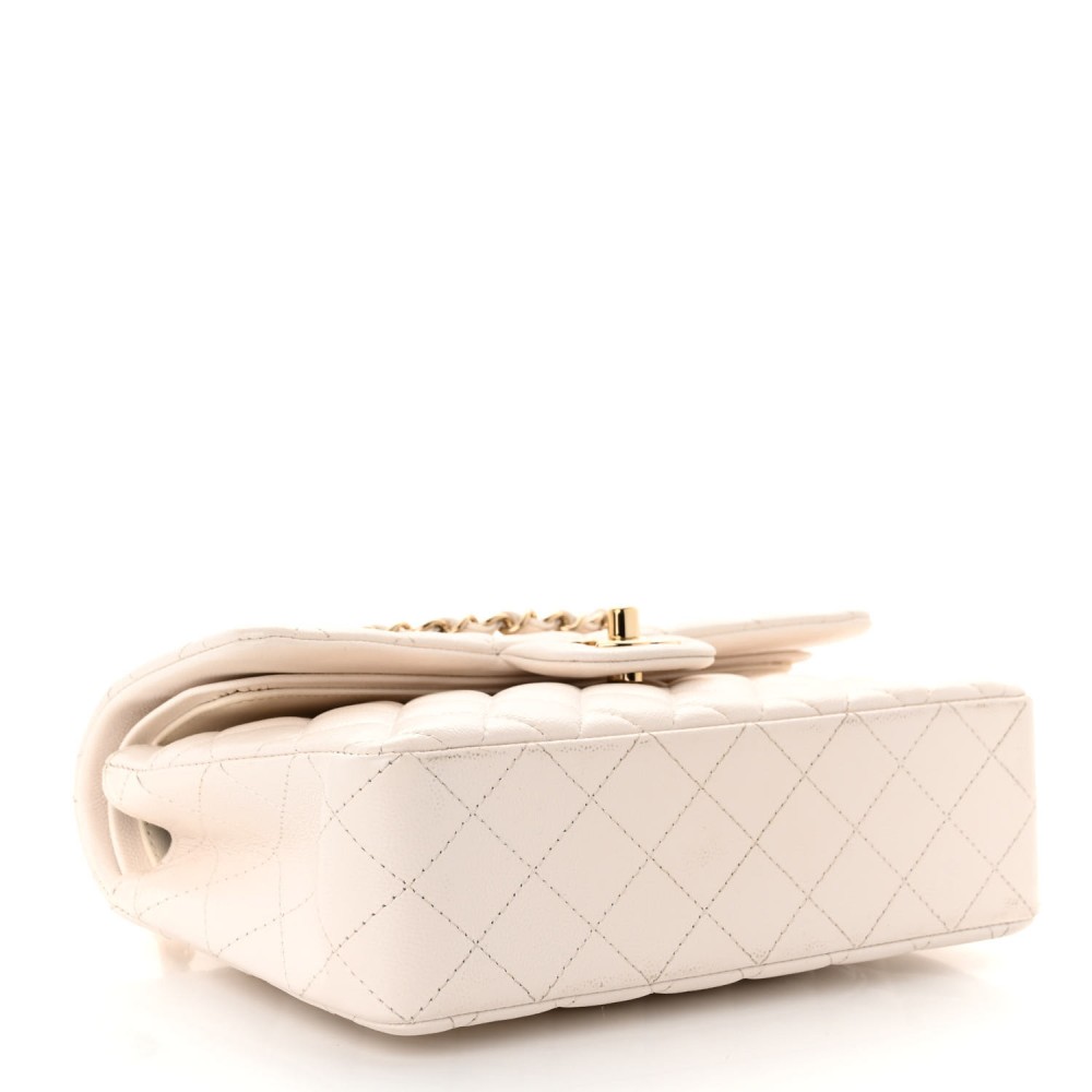 Caviar Quilted Small Double Flap White