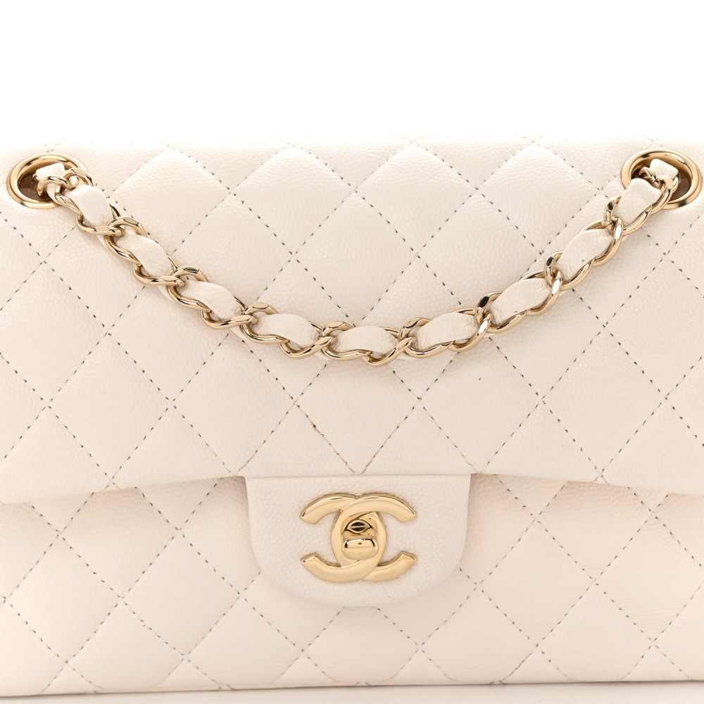 Caviar Quilted Small Double Flap White