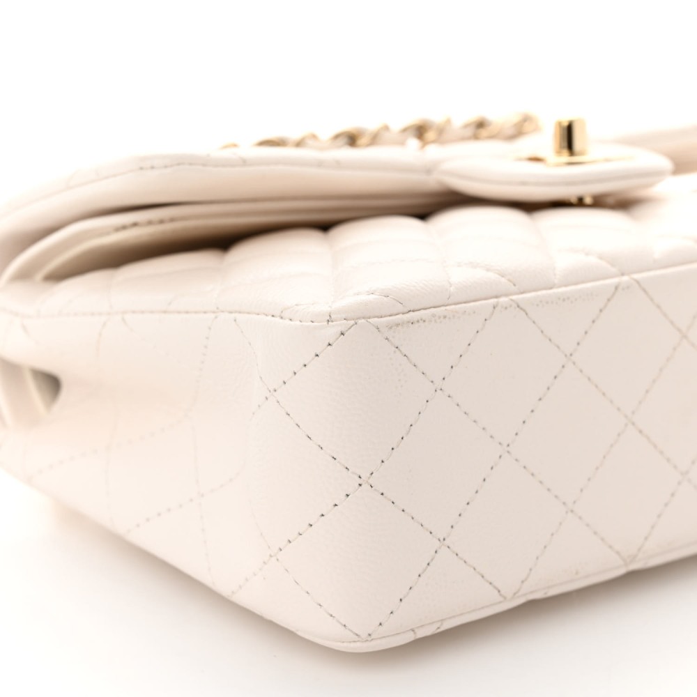 Caviar Quilted Small Double Flap White