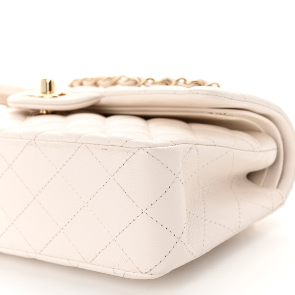 Caviar Quilted Small Double Flap White