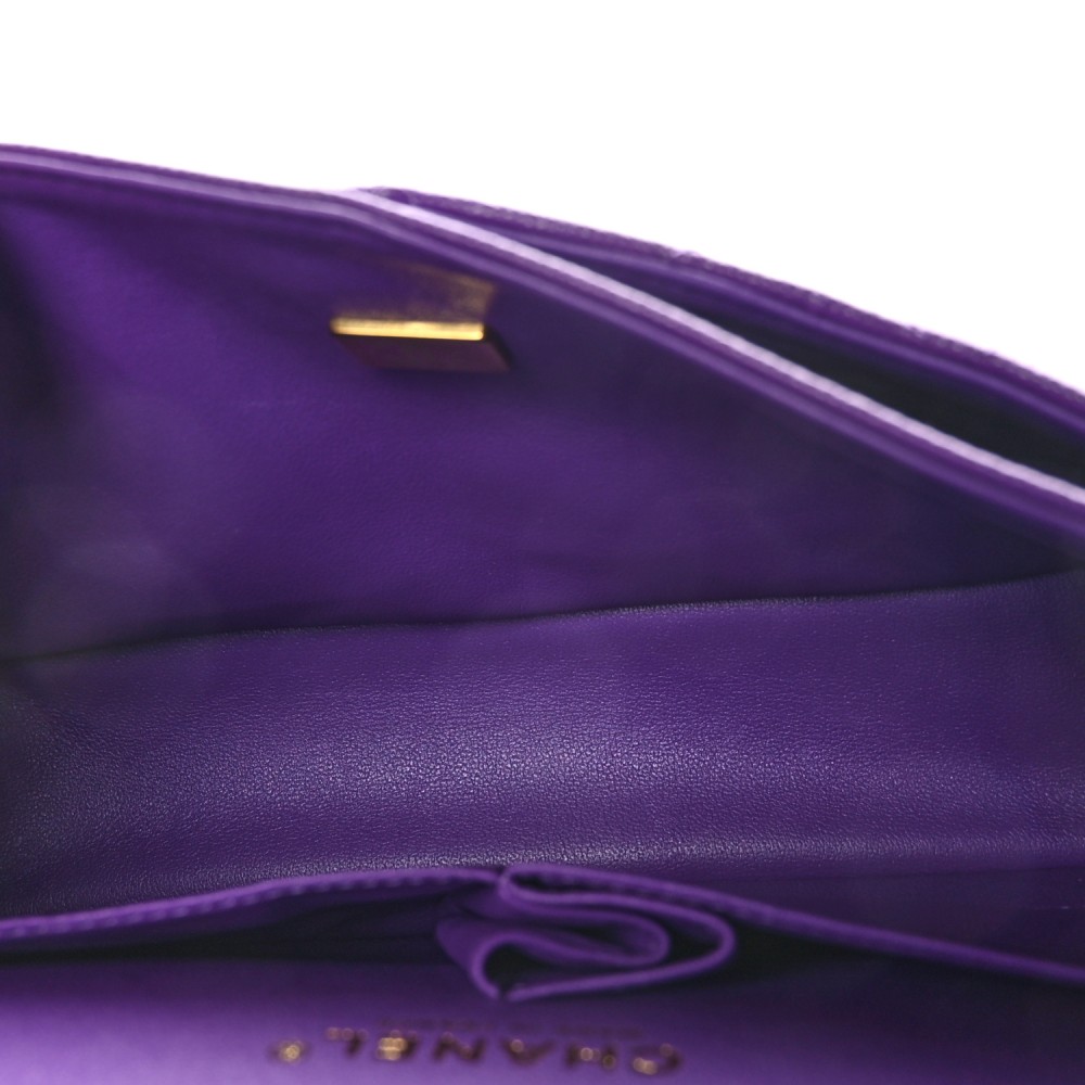 Caviar Quilted Small Double Flap Dark Purple