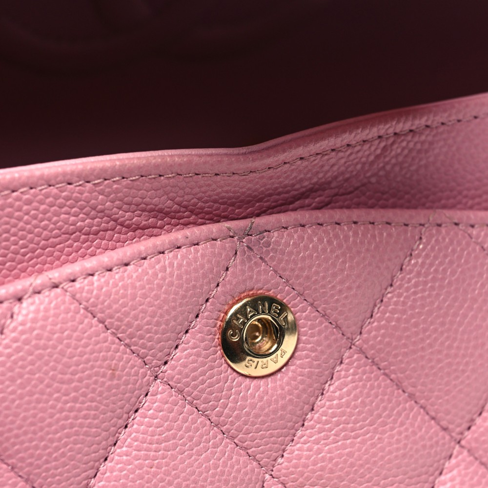 Caviar Quilted Small Double Flap Pink