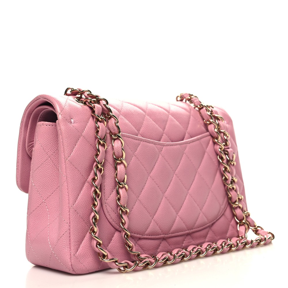 Caviar Quilted Small Double Flap Pink