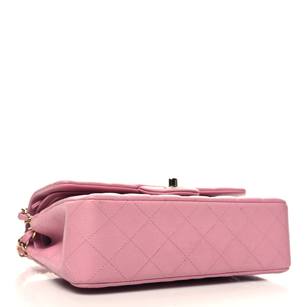 Caviar Quilted Small Double Flap Pink