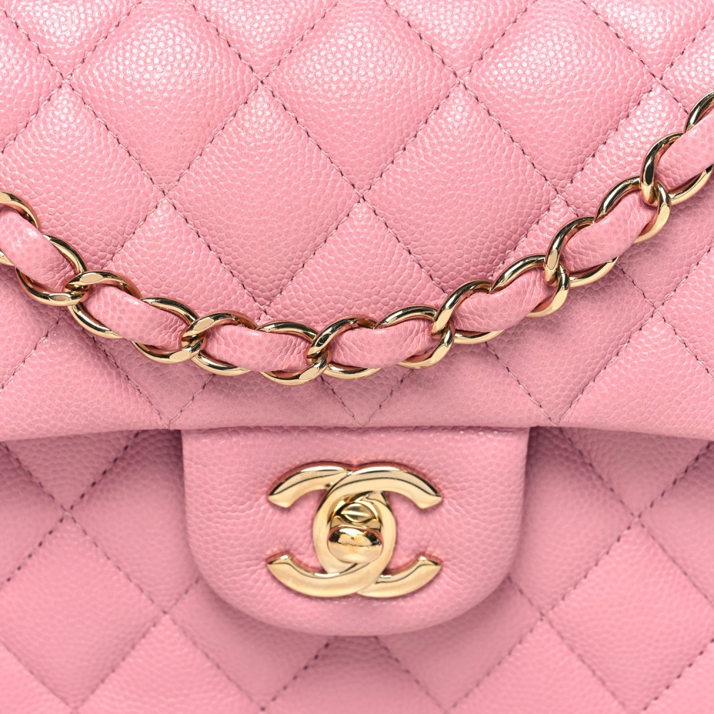 Caviar Quilted Small Double Flap Pink