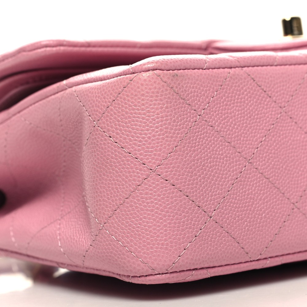 Caviar Quilted Small Double Flap Pink