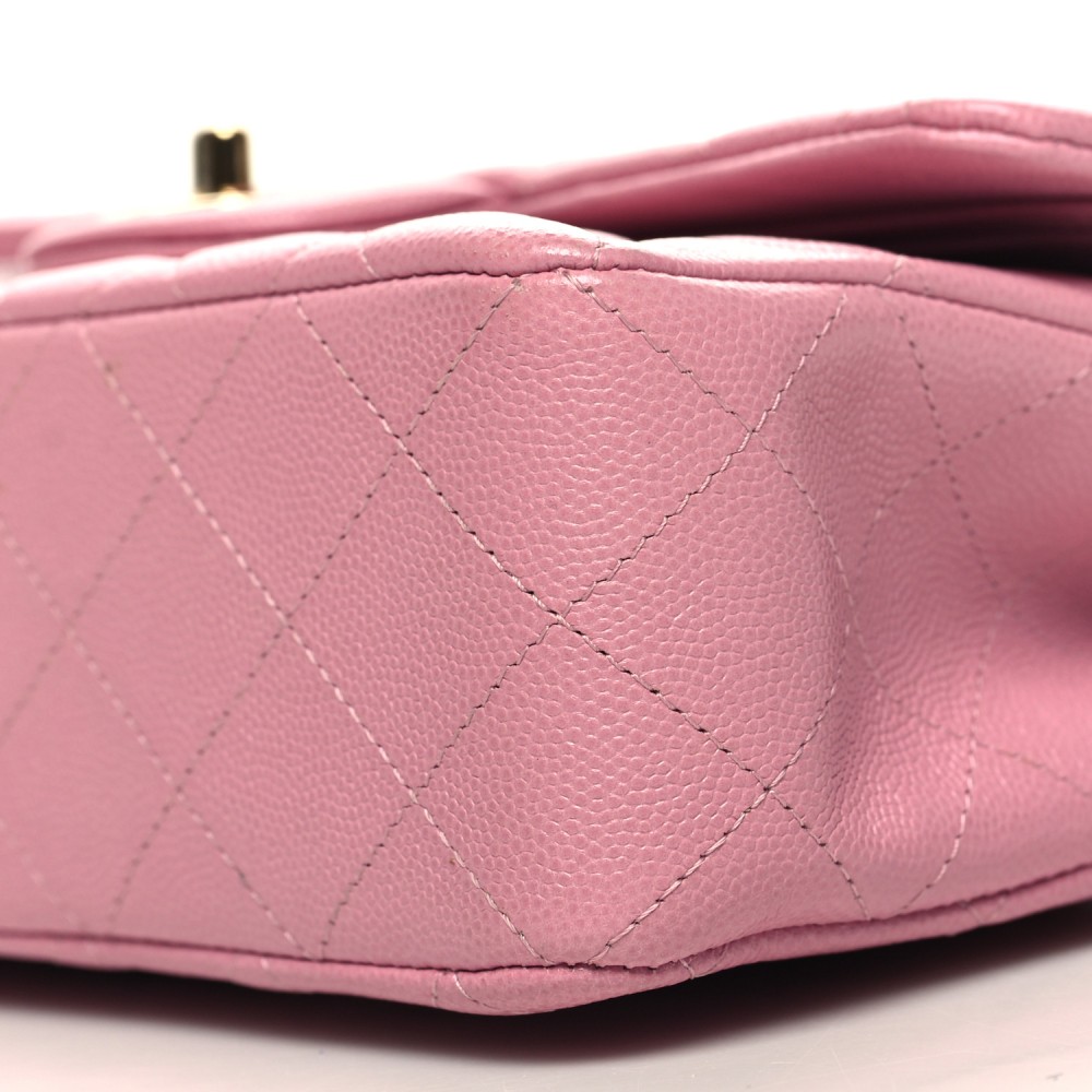 Caviar Quilted Small Double Flap Pink