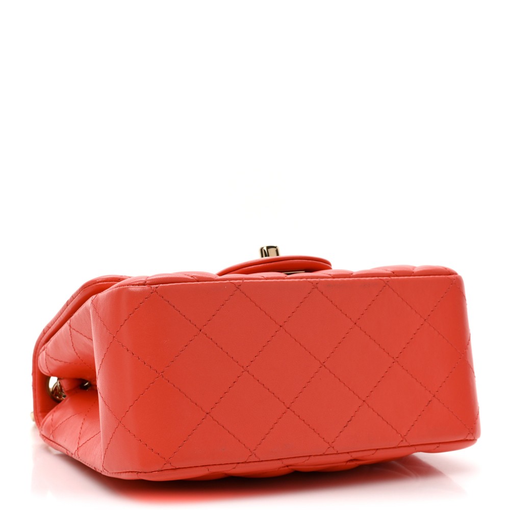 Lambskin Quilted Mini Square Flap Red