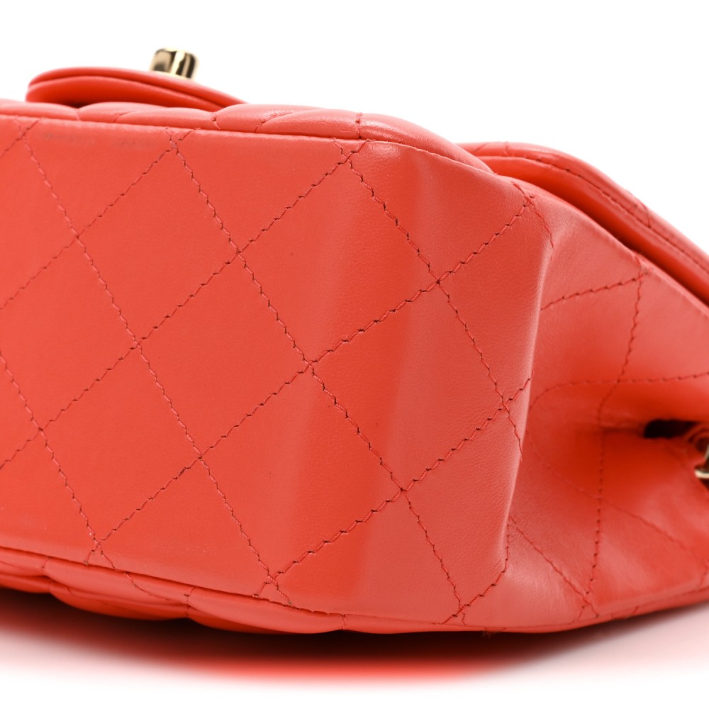 Lambskin Quilted Mini Square Flap Red