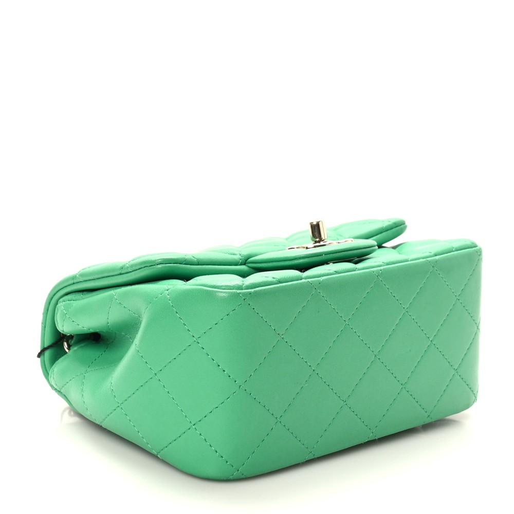 Lambskin Quilted Mini Square Flap Green