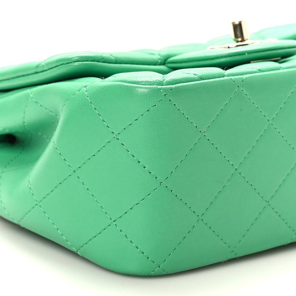 Lambskin Quilted Mini Square Flap Green