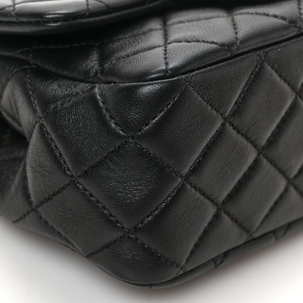 Lambskin Resin Quilted Mini Pearl Samba Square Flap Black