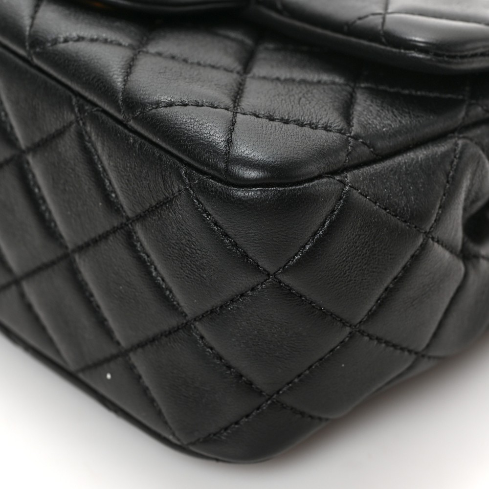 Lambskin Resin Quilted Mini Pearl Samba Square Flap Black