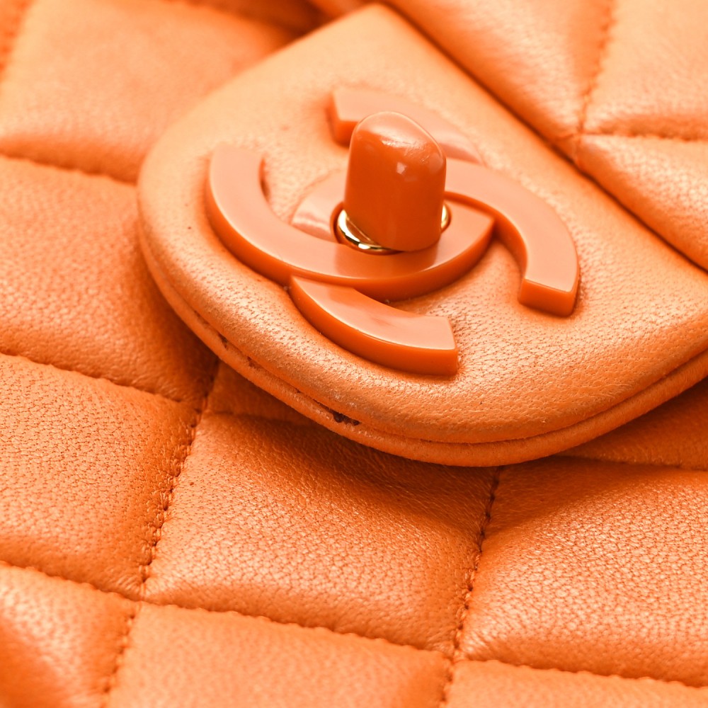 Lambskin Resin Mini Square Flap Orange