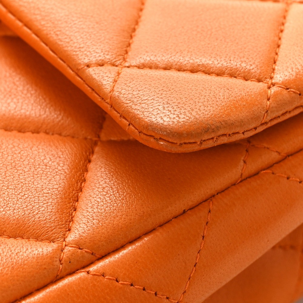 Lambskin Resin Mini Square Flap Orange