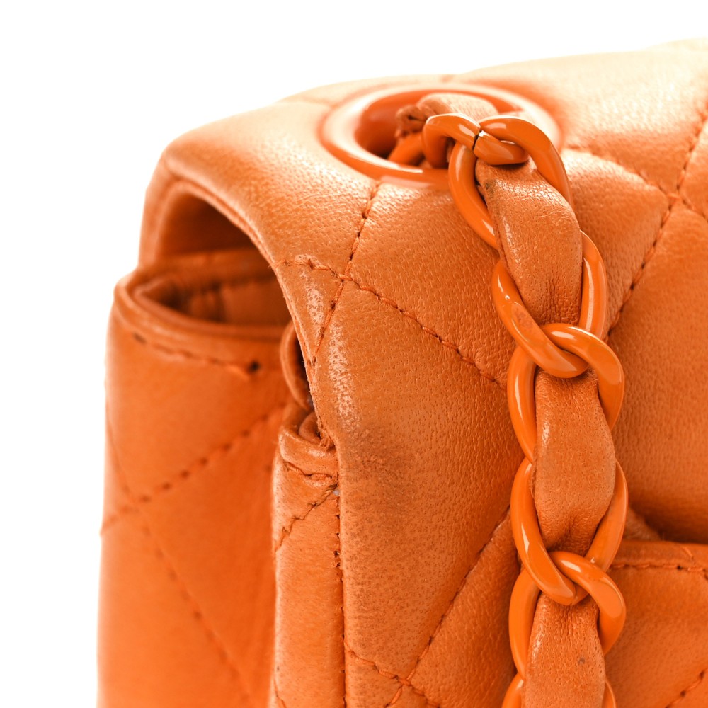 Lambskin Resin Mini Square Flap Orange