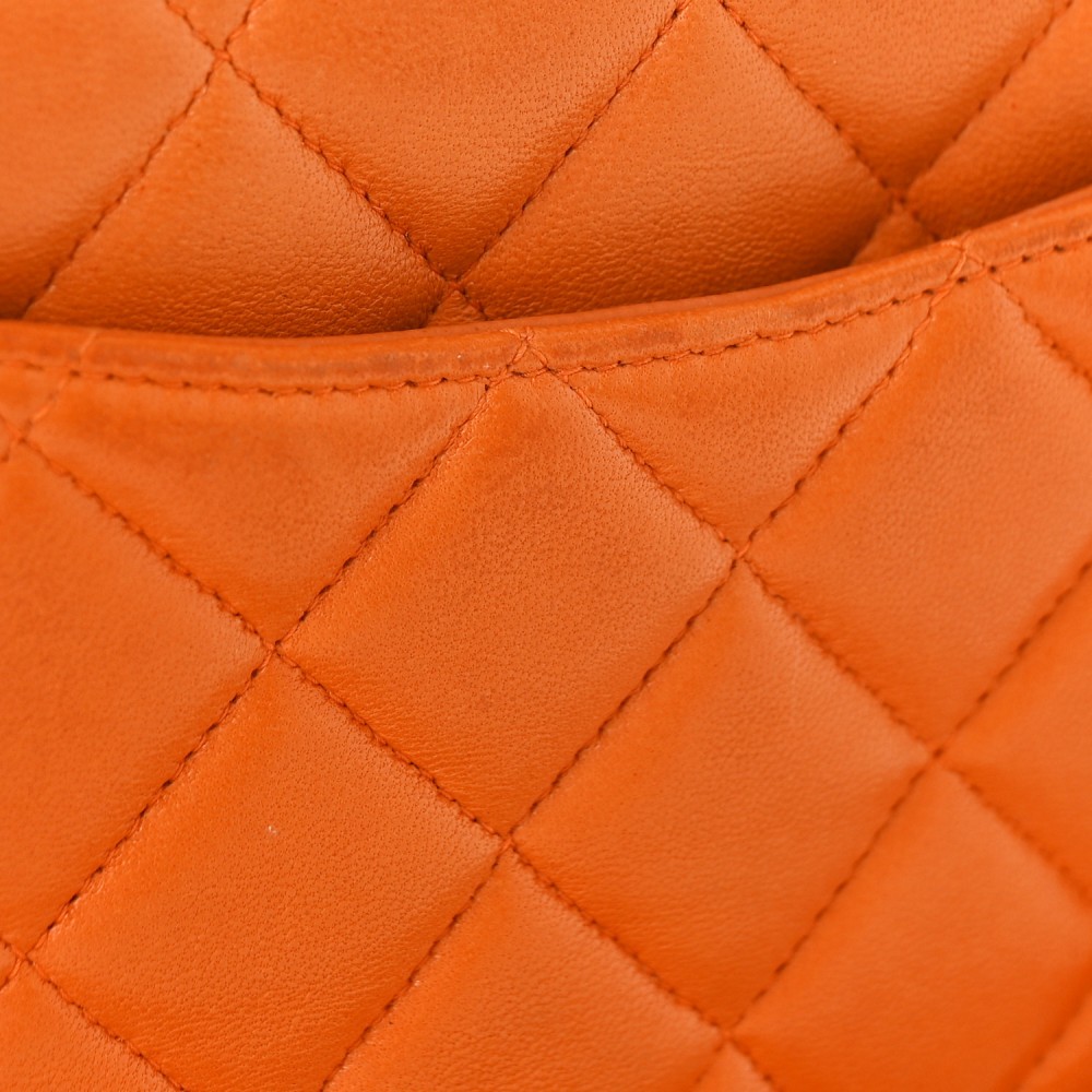 Lambskin Resin Mini Square Flap Orange