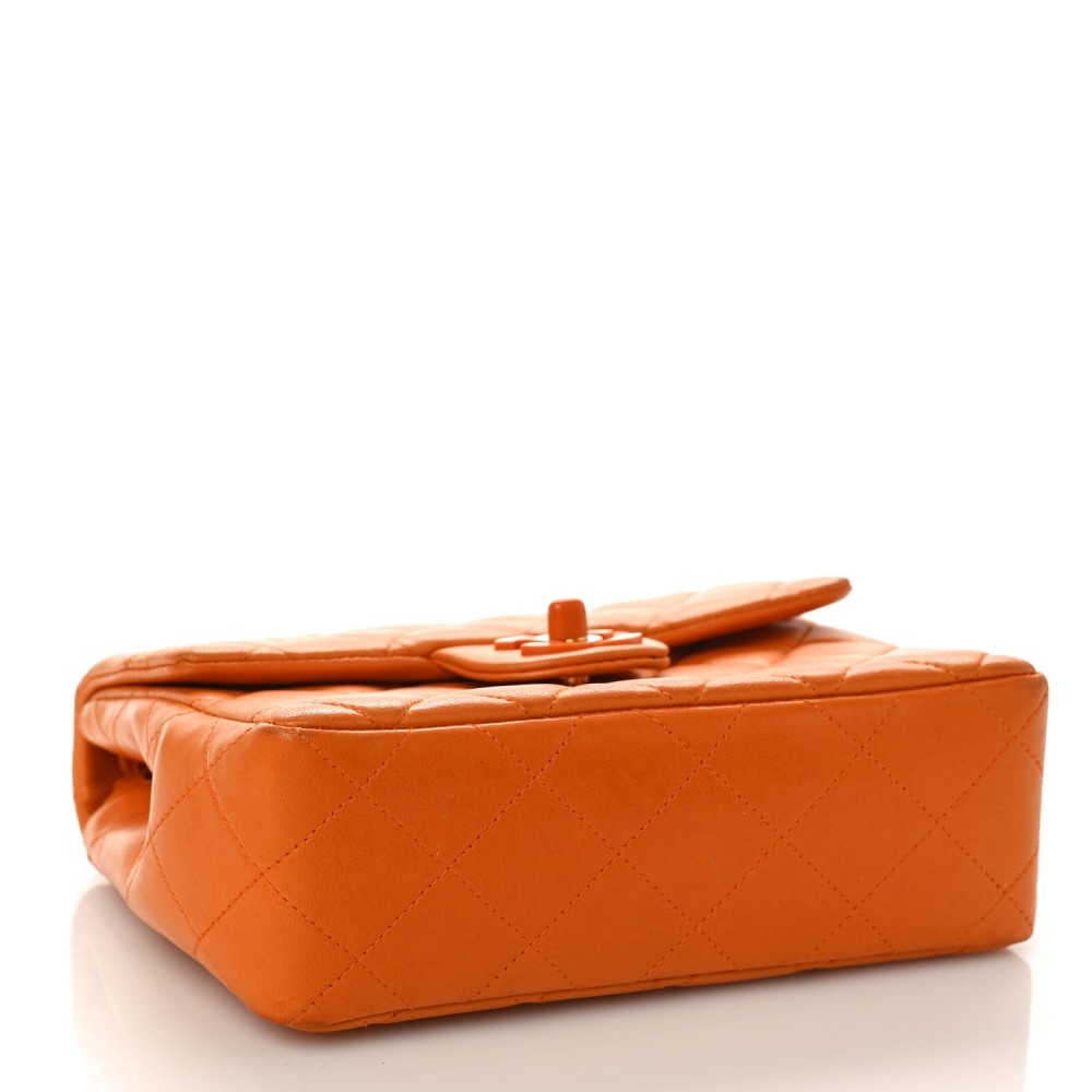 Lambskin Resin Mini Square Flap Orange