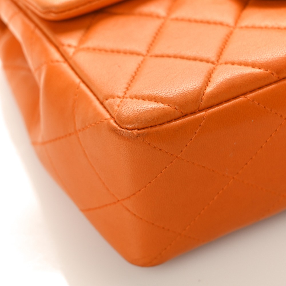 Lambskin Resin Mini Square Flap Orange