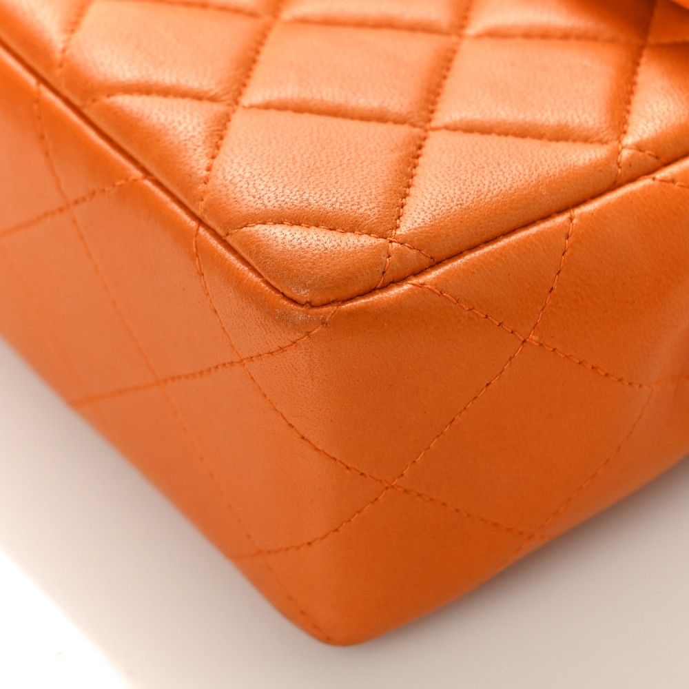 Lambskin Resin Mini Square Flap Orange