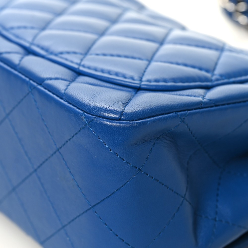 Lambskin Quilted Mini Square Flap Blue