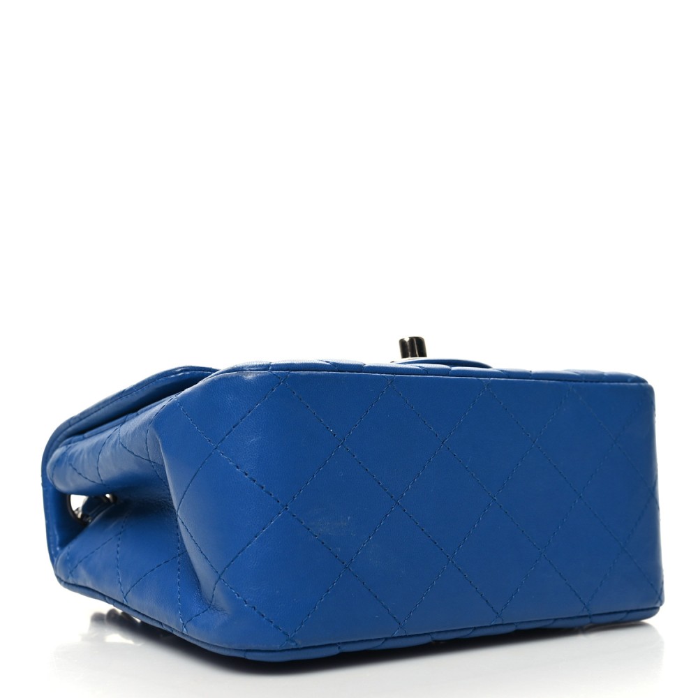 Lambskin Quilted Mini Square Flap Blue