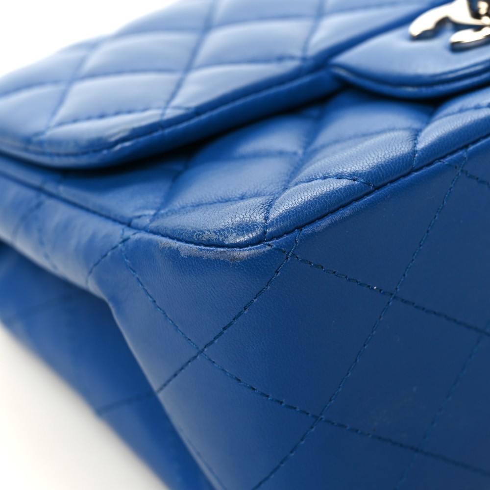 Lambskin Quilted Mini Square Flap Blue