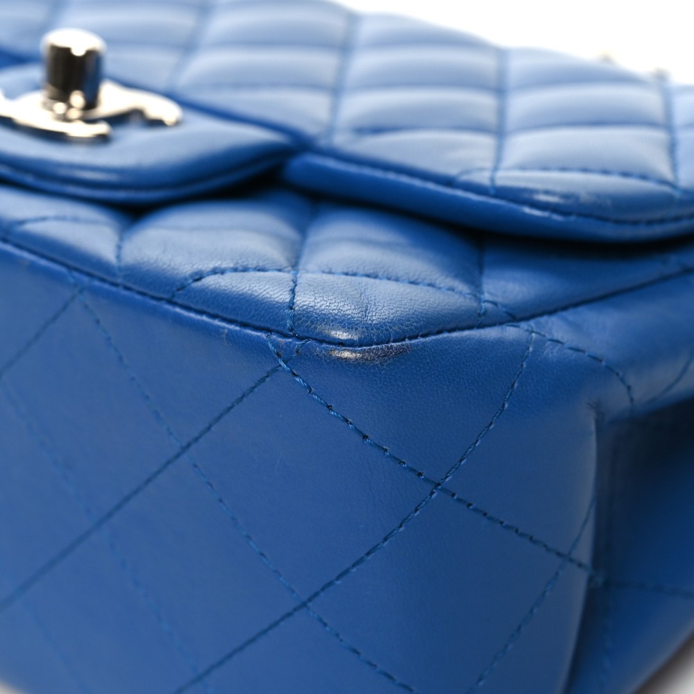 Lambskin Quilted Mini Square Flap Blue