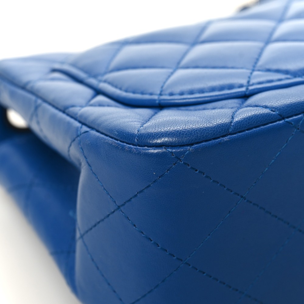 Lambskin Quilted Mini Square Flap Blue