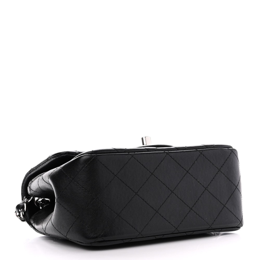 Lambskin Quilted Mini Square Flap Black