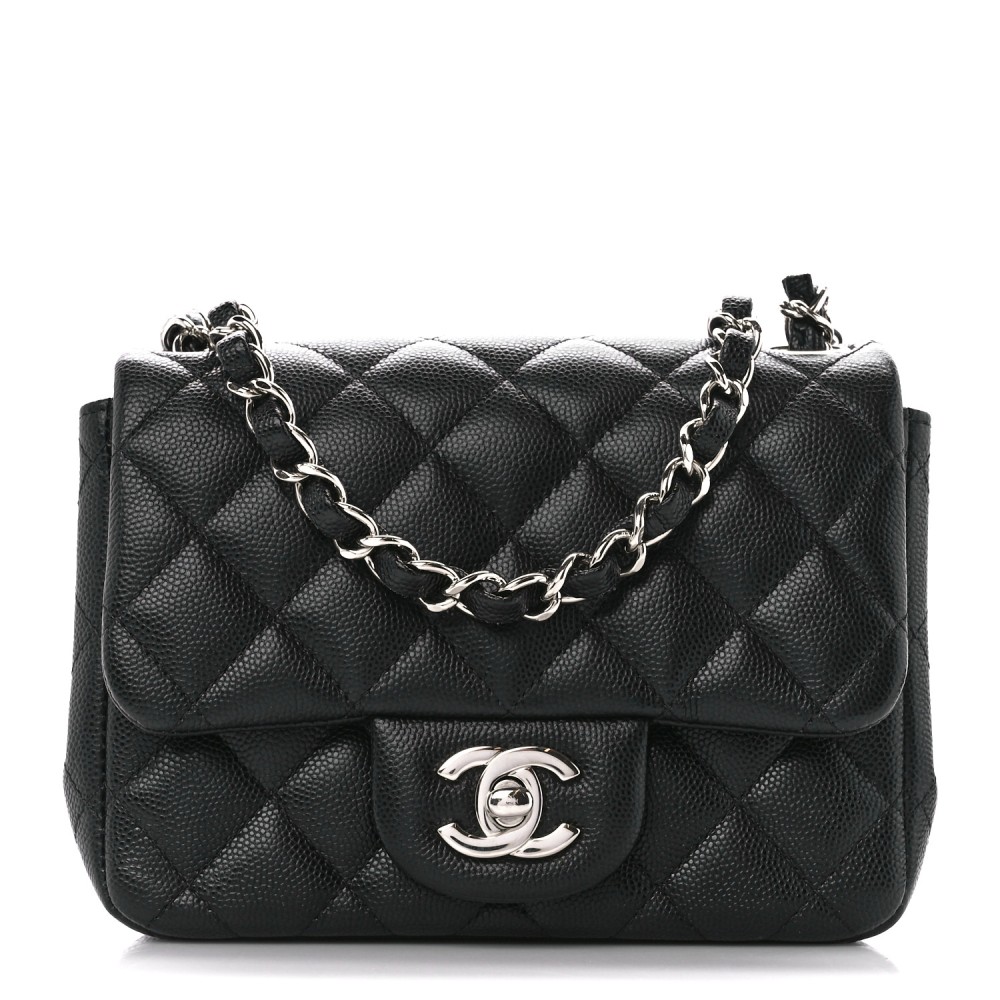 Caviar Quilted Mini Square Flap Black