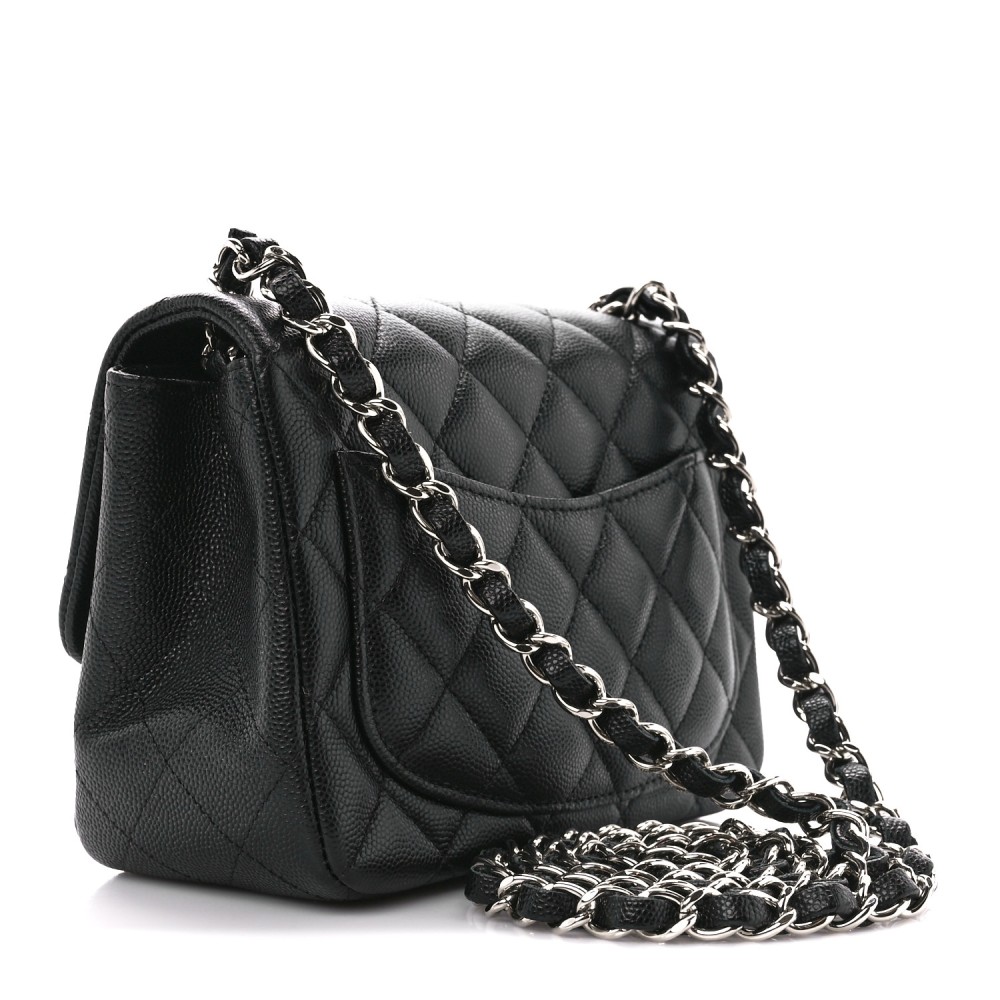 Caviar Quilted Mini Square Flap Black