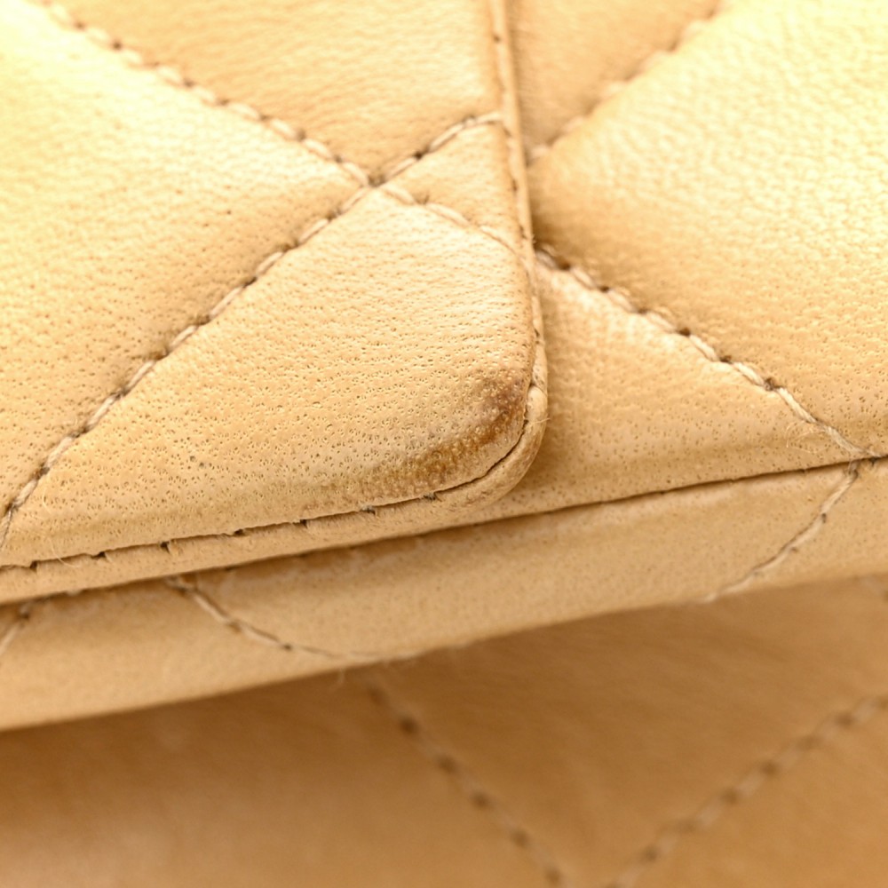 Lambskin Quilted Mini Square Flap Beige