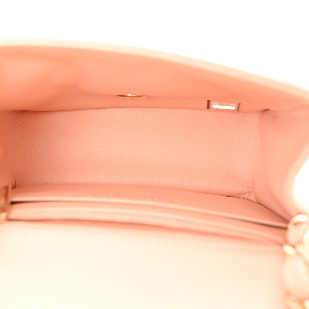 Lambskin Quilted Mini Square Flap Light Pink