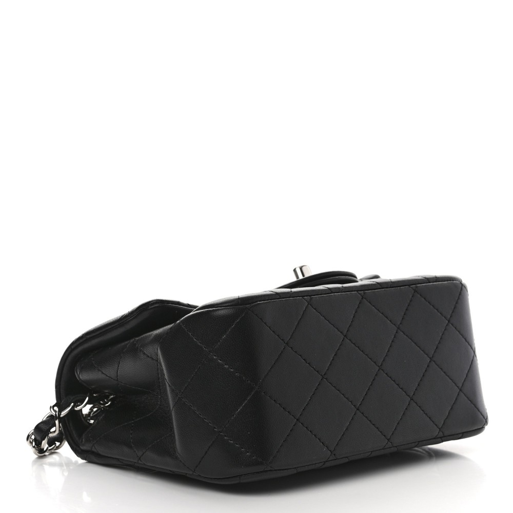 Lambskin Quilted Mini Square Flap Black