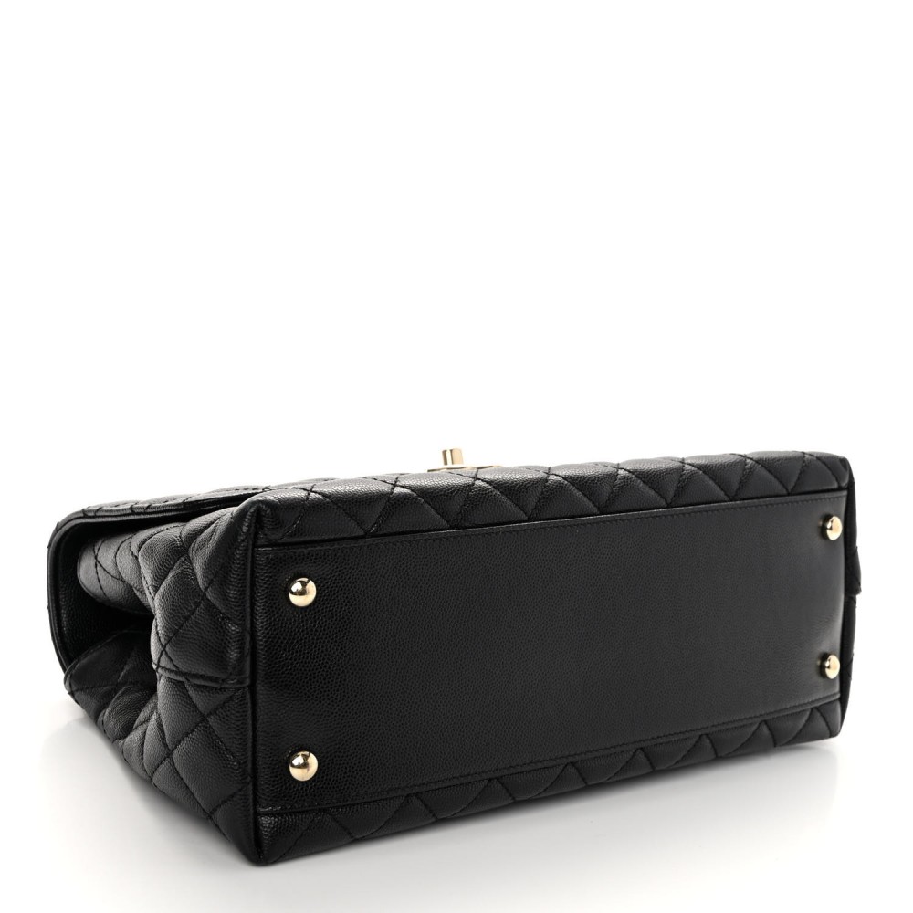 Caviar Quilted Small Coco Handle Flap Black