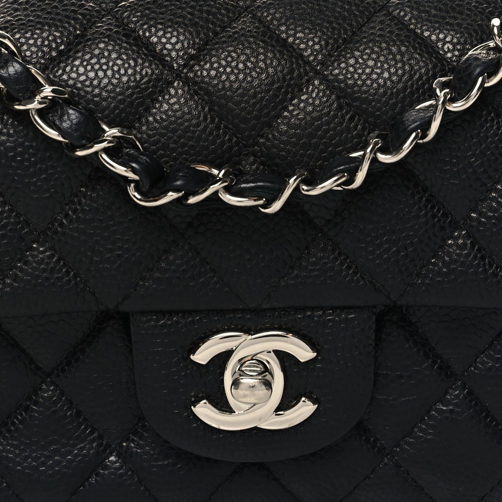 Caviar Quilted Mini Rectangular Flap Black