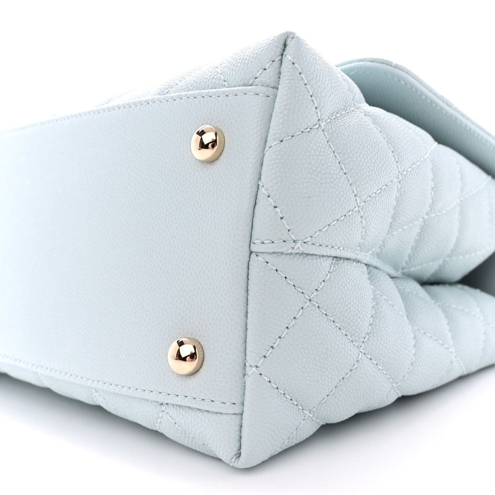 Caviar Quilted Small Coco Handle Flap Light Blue