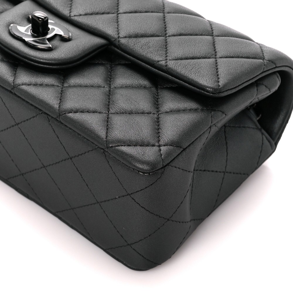 Lambskin Quilted Mini Rectangular Flap So Black