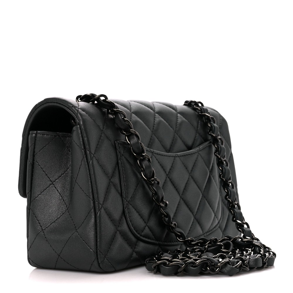 Lambskin Quilted Mini Rectangular Flap So Black