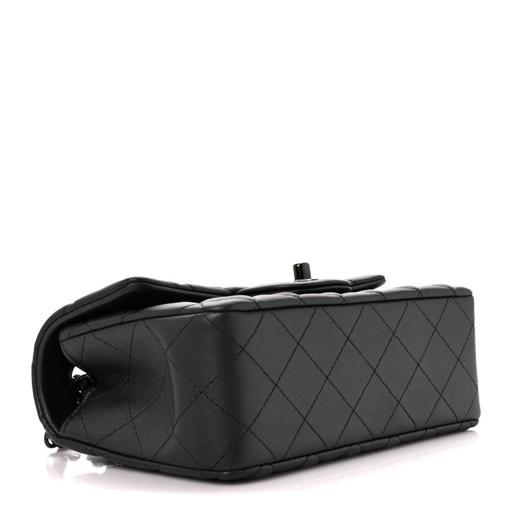 Lambskin Quilted Mini Rectangular Flap So Black