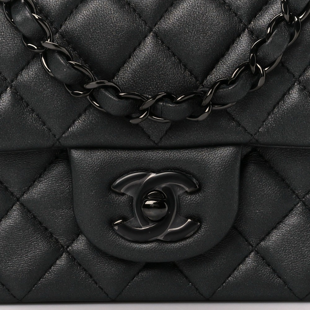 Lambskin Quilted Mini Rectangular Flap So Black