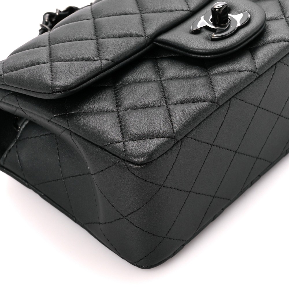 Lambskin Quilted Mini Rectangular Flap So Black