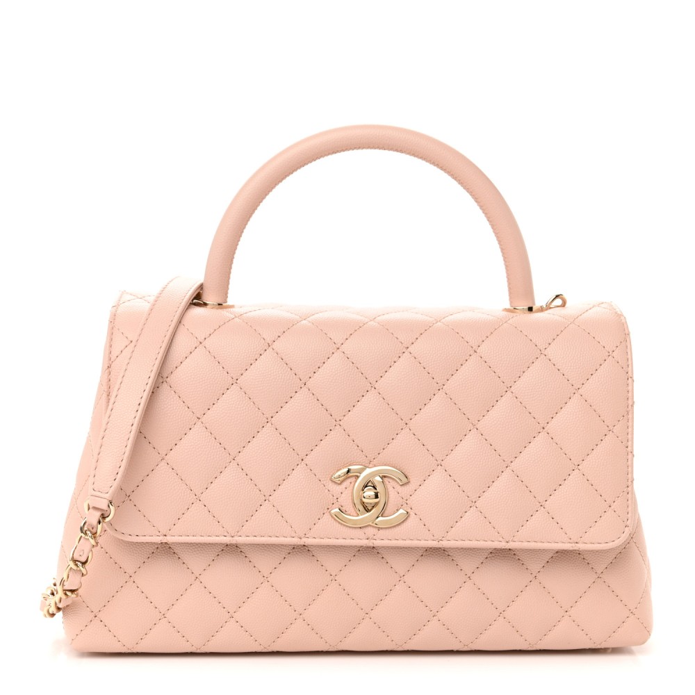 Caviar Quilted Small Coco Handle Flap Light Pink